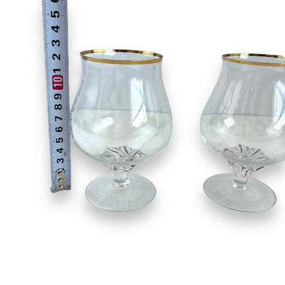 Gold rim twist stem clear glass cognac glass set of 2