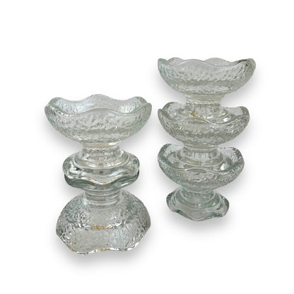 Anchor Hocking Reversible Stackable Pebble Glass Candle Holders Set Of 5