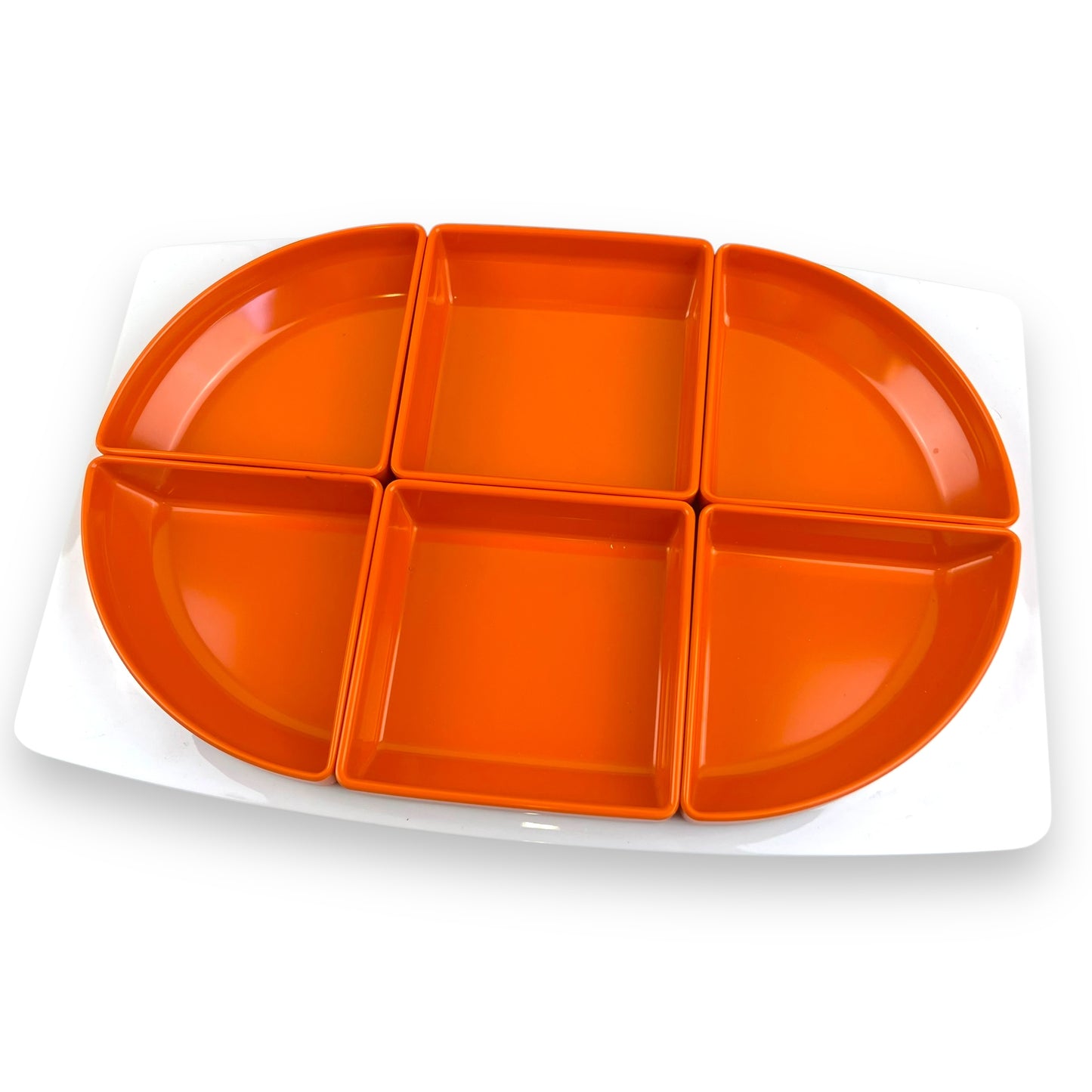 Europa Serving Platter with 6 Inserts – Retro Orange Snack Tray in Box