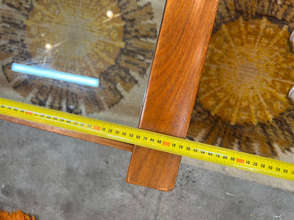 Burgess Mid-Century Glass Top Coffee Table – Solid Timber Frame