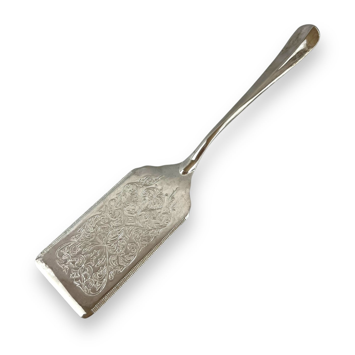 Silver ornate rectangle shape pie / flat spatula serving utensil