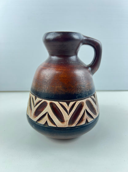 Beit Hayotser Israel Pottery Vase – Brown & Cream Handled Vase