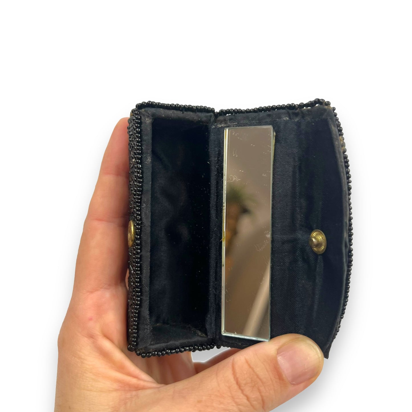 Black beaded lipstick holder case