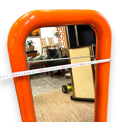 Retro Orange Rectangle Large Plastic Bulbous Mirror