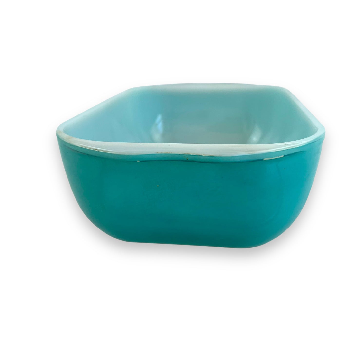Pyrex Australia Turquoise Casserole Dish with Picket Fence Spear Pattern & Clear Glass Lid COB-600