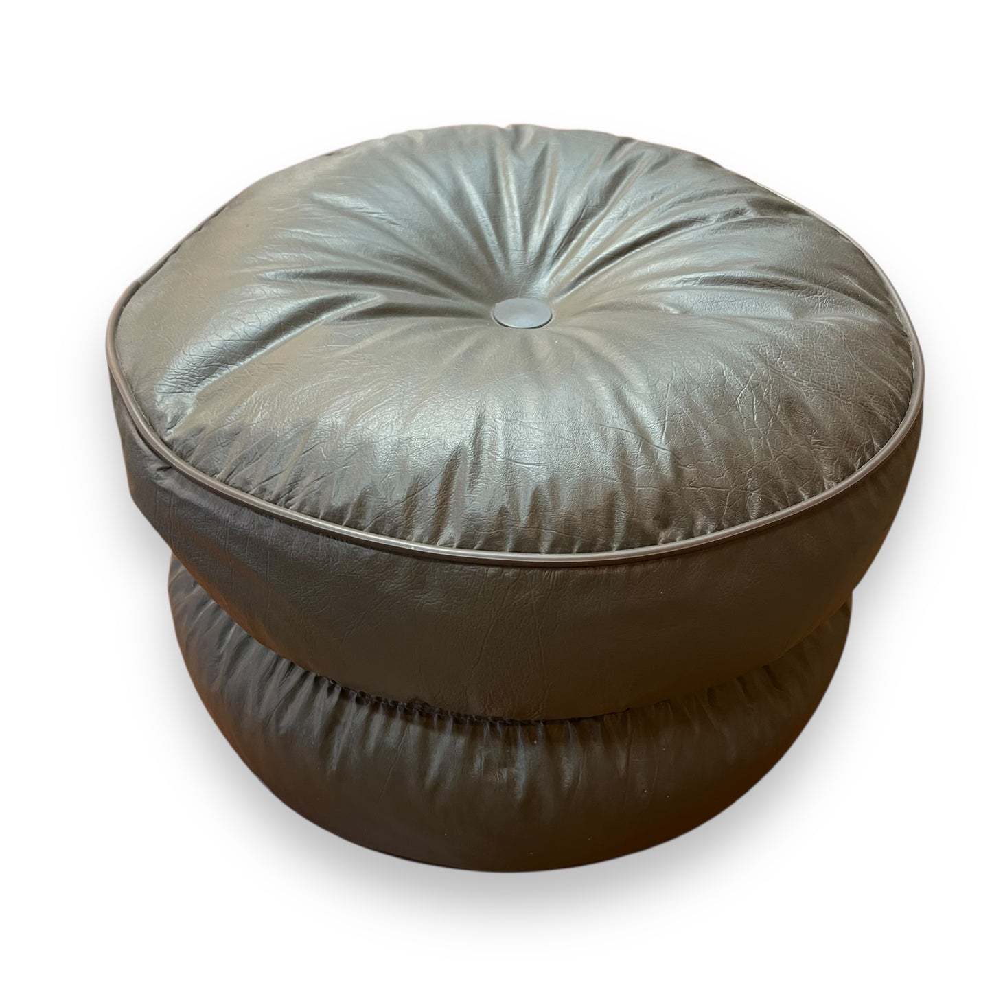 Brown Vinyl Footstool / Ottoman