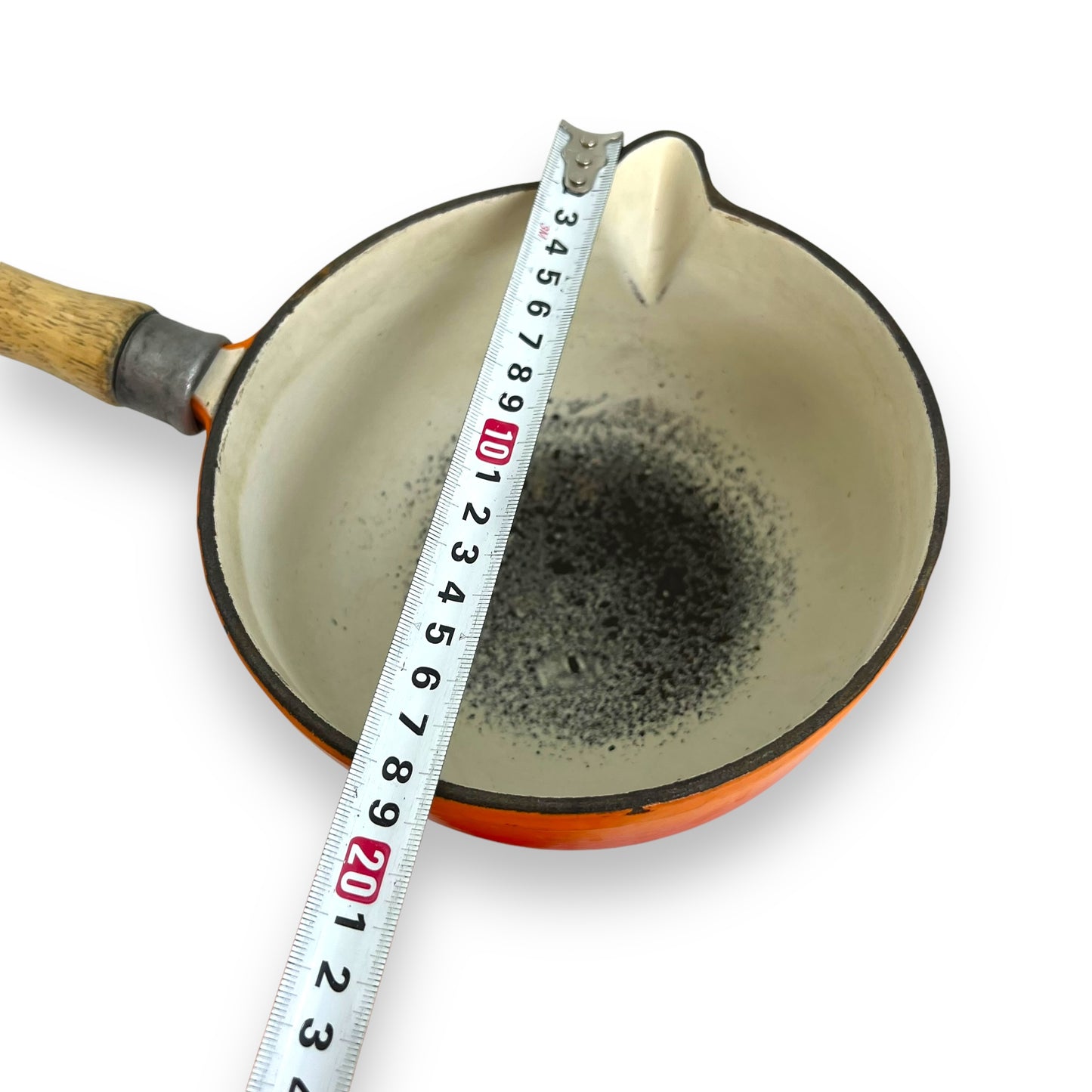 Orange wooden handle Saucepan Pot with Spout