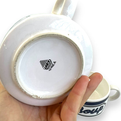 Blue and white soup mug