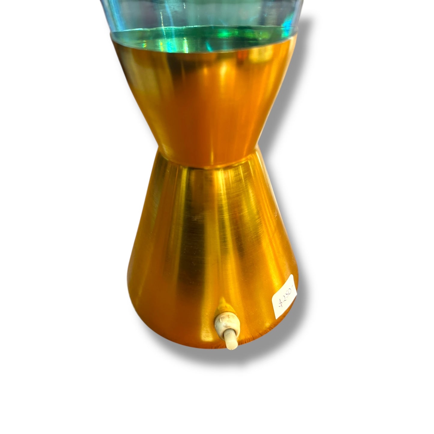 1970s Glitter Lava Lamp — Gold Anodised Base, Turquoise Glitter Fluid, Vintage Mathmos / Crestworth Style