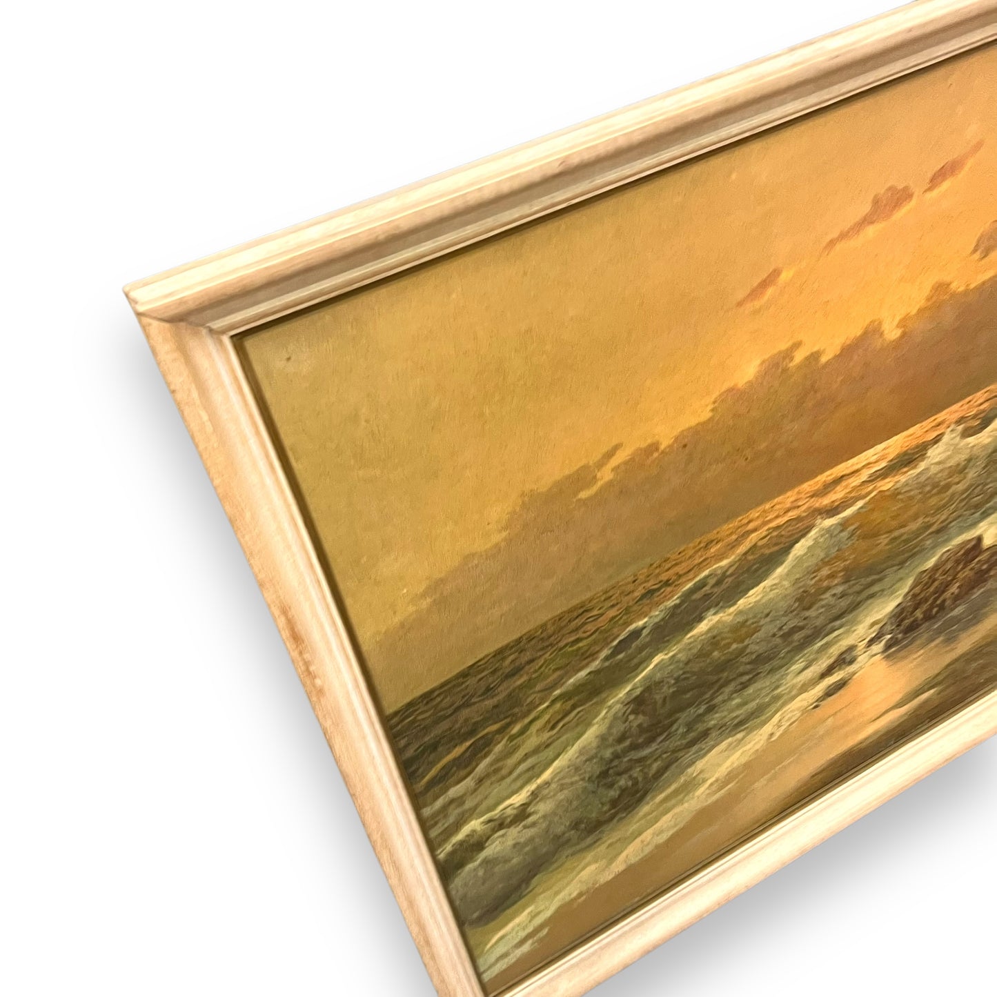 Crashing waves on rocks framed print