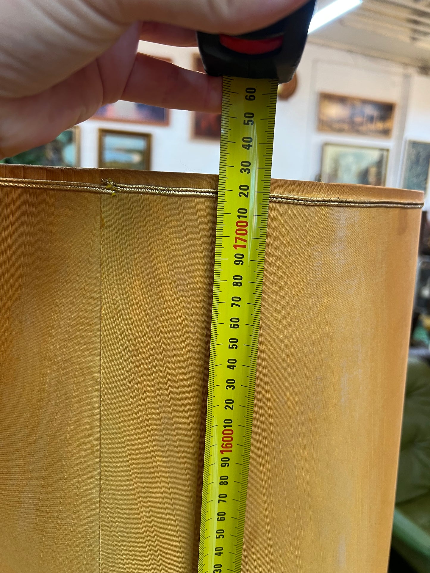 Timber Floor Lamp with Mustard Drum Shade