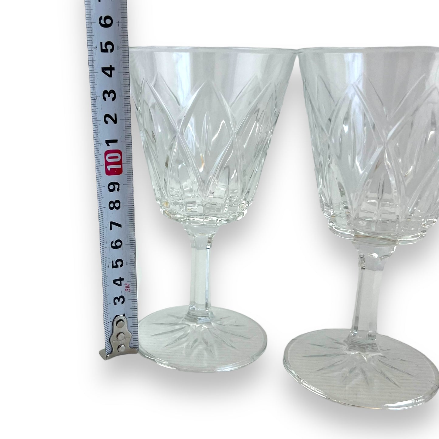 Set of 6 Vintage Cut Glass Goblets – Diamond Pattern Wine Glasses