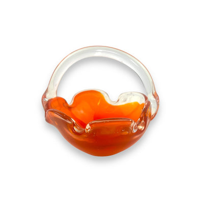 Orange Art Glass Basket