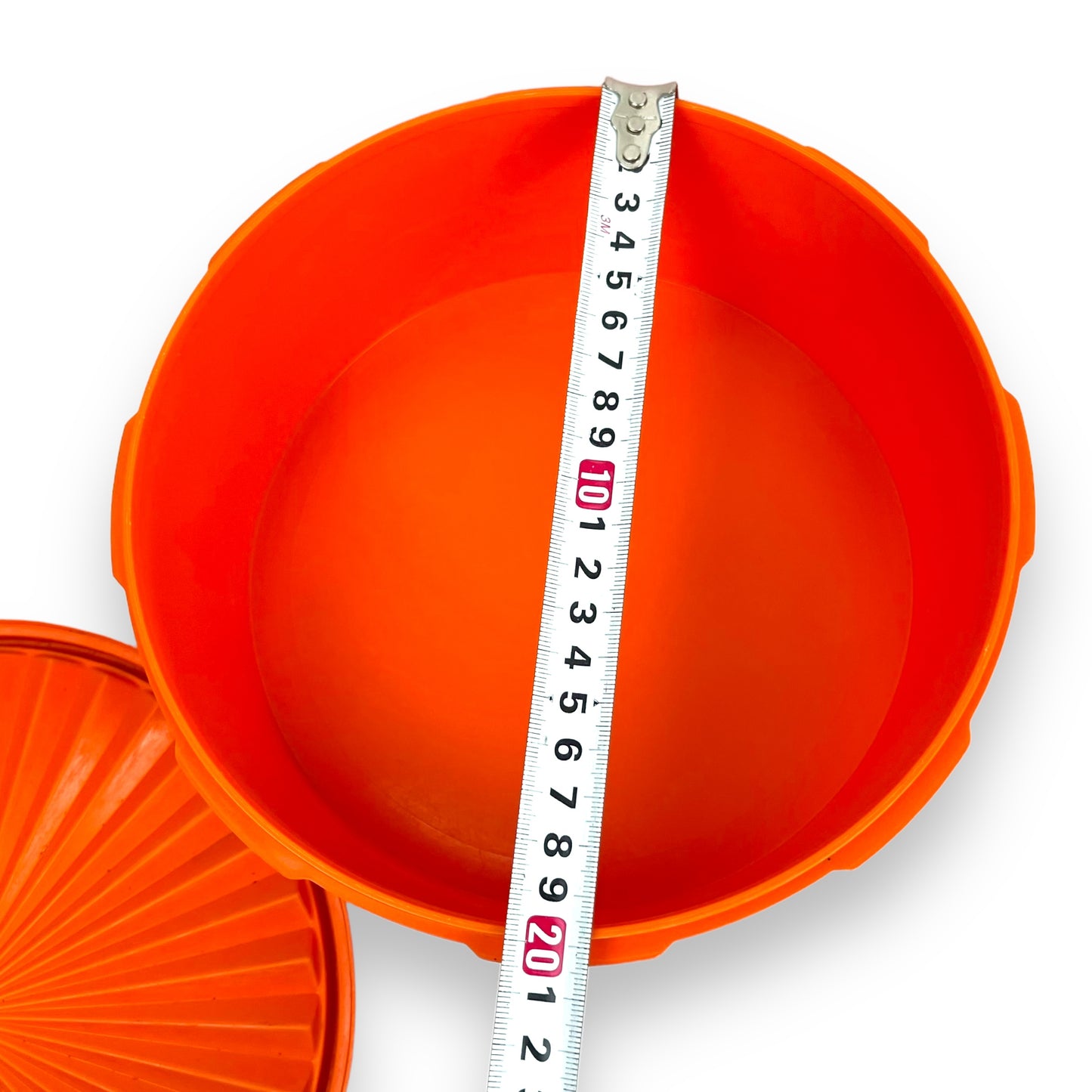 Round Orange Tupperware Storage Container