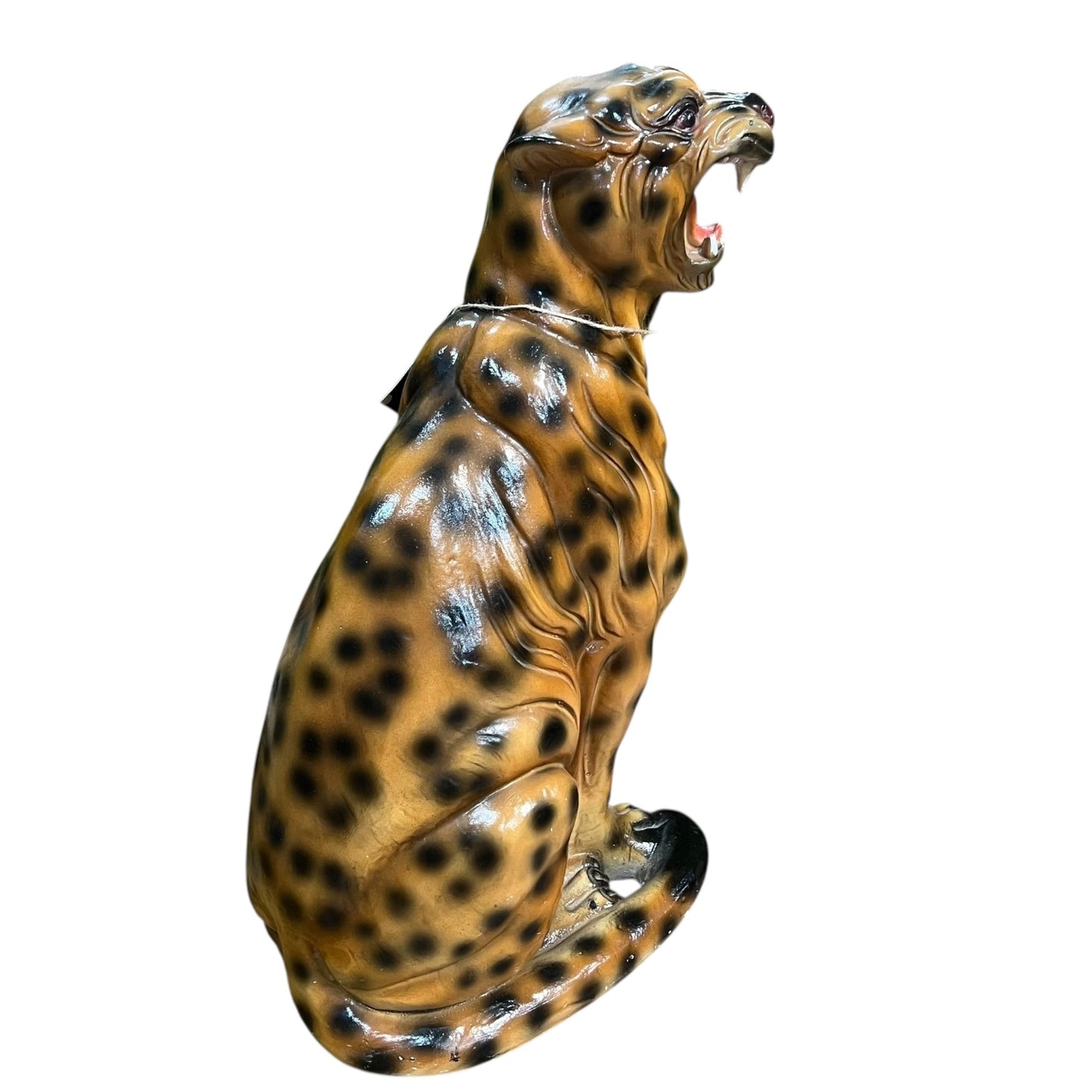 Large Vintage Cheetah Statue – Mid-Century Ceramic Jungle Cat
