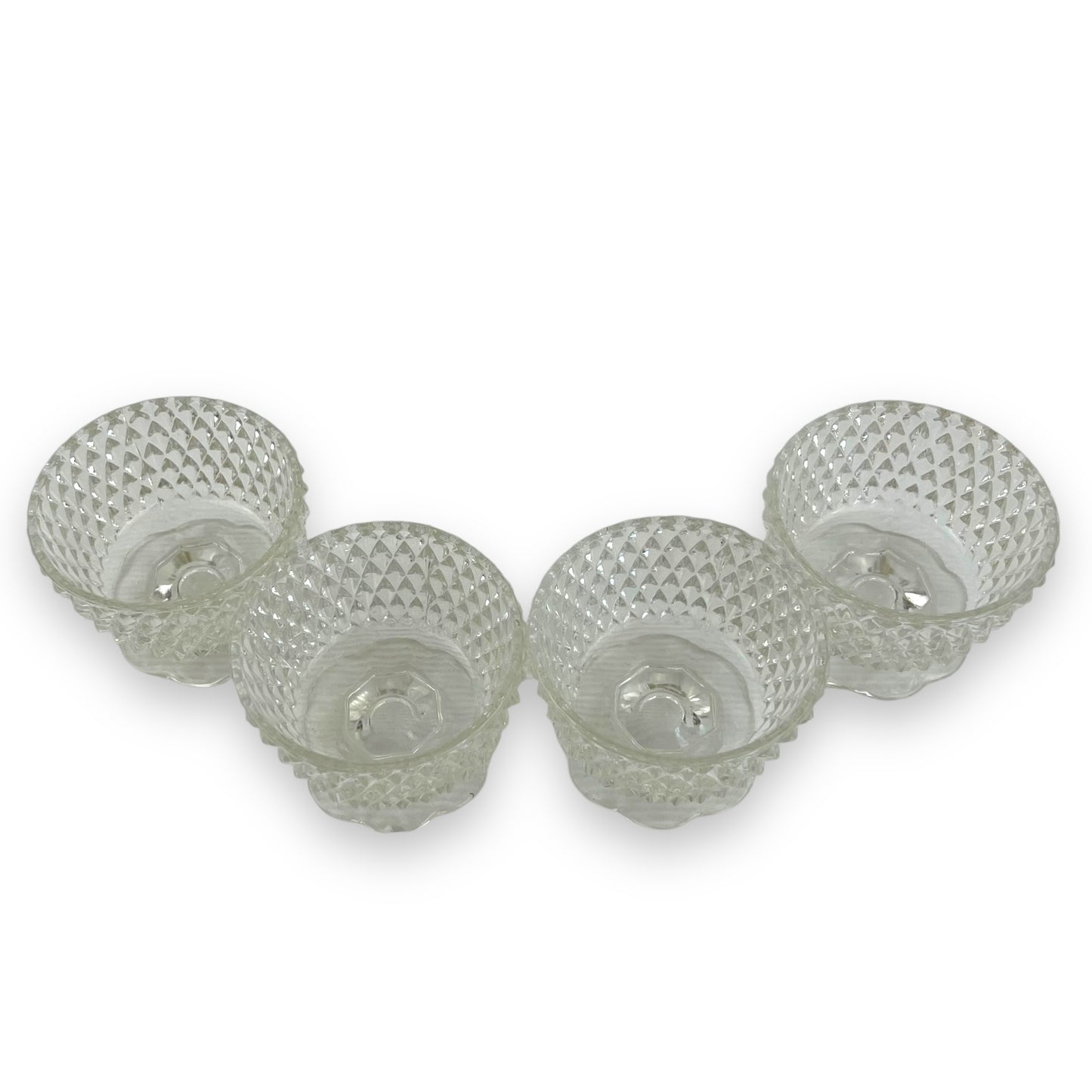 Set of 5 Diamond-Cut Glass Dessert Bowls