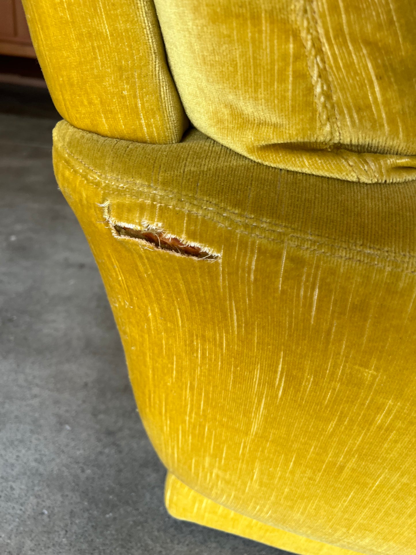 Fler Yellow Velvet Single Lounge Chair (Hole on side)