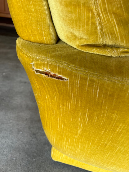 Fler Yellow Velvet Single Lounge Chair (Hole on side)