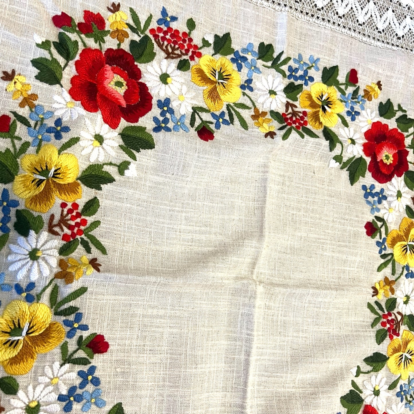 Vintage Flower Square Tablecloth