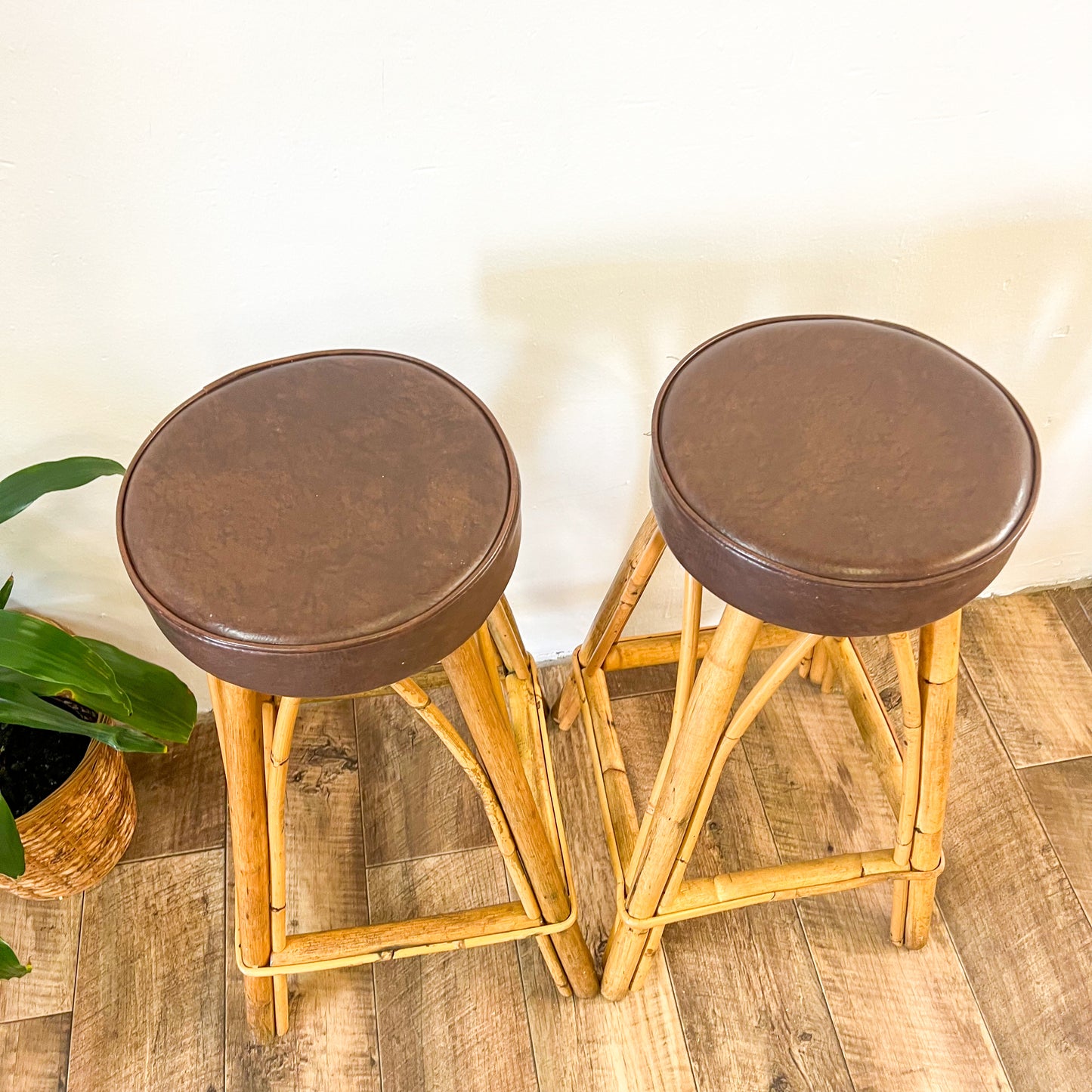 Cane Barstool Brown Tops set of 2