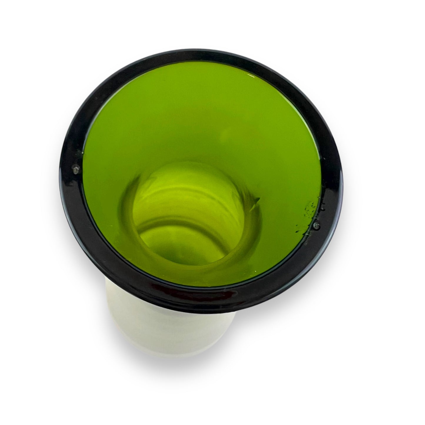 Green Empoli Art Glass Vase with Clear Base