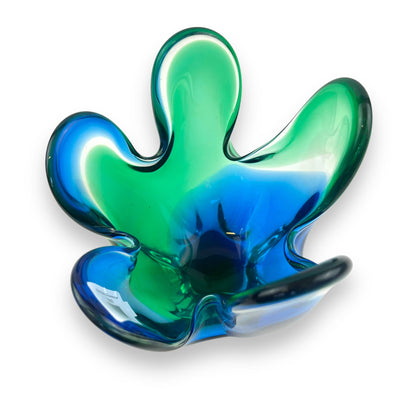 Blue and Green Art Glass handkerchief vase