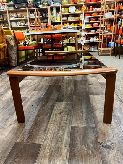 Tessa T21 Coffee Table | Mid Century Smoked Glass & Timber Coffee Table