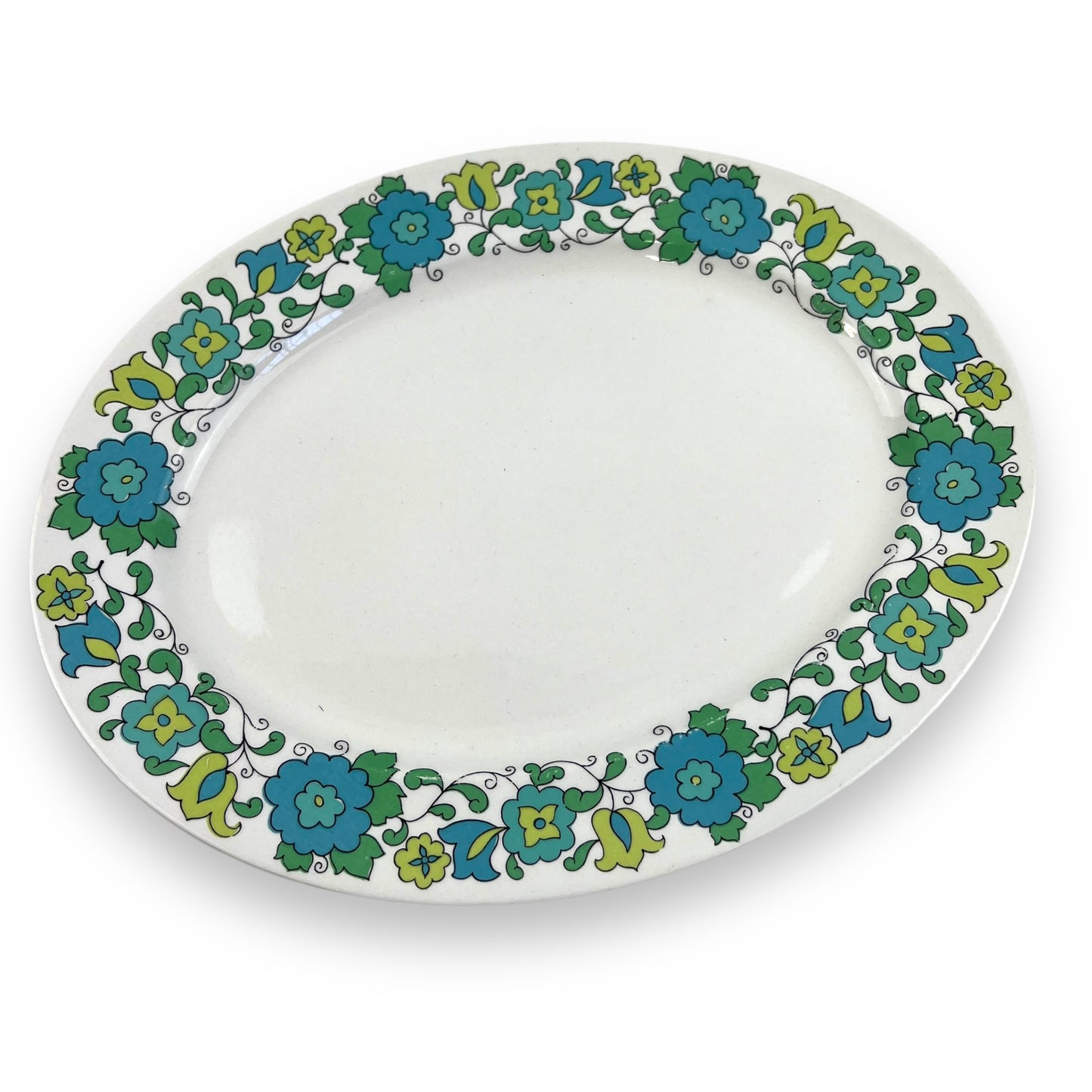 Johnson Bros “Snowshite” Blue & Green Flower Pattern Plate