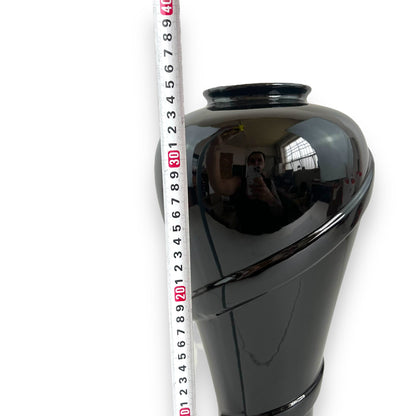 Large Glossy Black Ceramic Vase