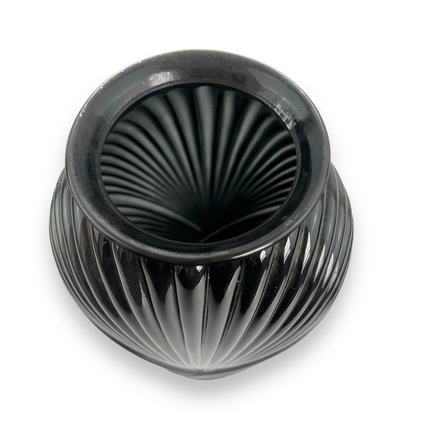Black 1980s ribbed glass vase