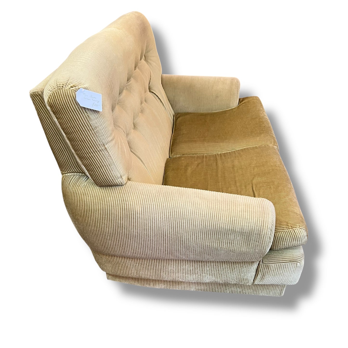 Green-Yellow Corduroy 2-Seater Lounge
