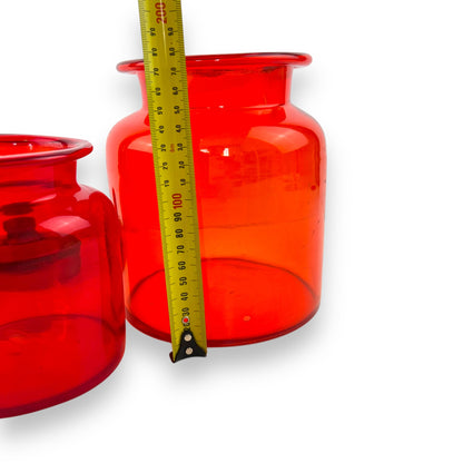 Takahashi Apothecary Jar Set of 2 – Red Glass – Made in Japan