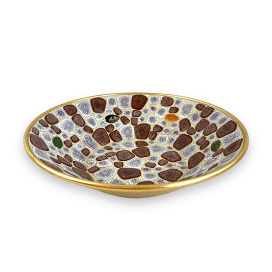 Mosaic Stone Bowl with Gold Base