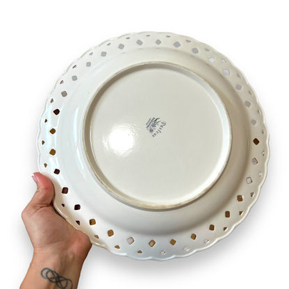 Yamazaki Royal Lattice Plate – Floral Design with Openwork Border, Made in Japan