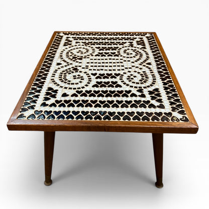 Mosaic Tile Coffee Table with Teak Frame