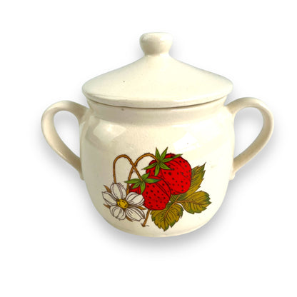 Strawberry storage jar with lid and two handles