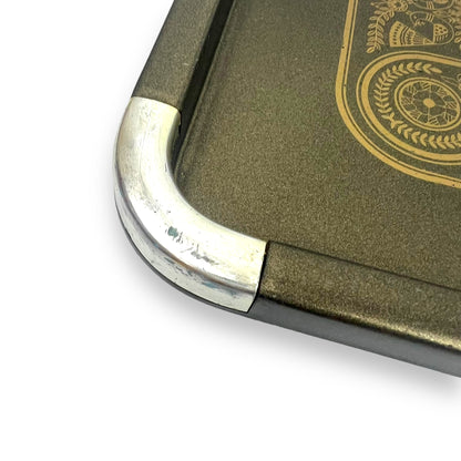 Retro Milton Black with gold decal plastic square tray
