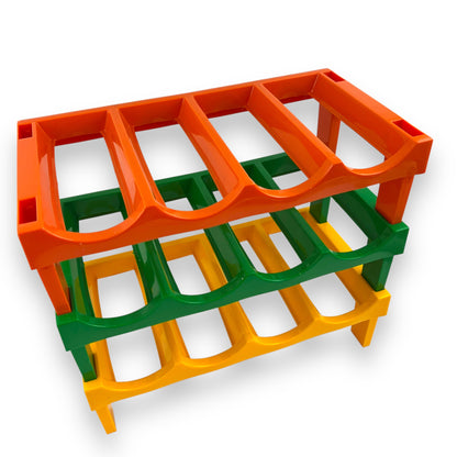 Orange, Green & Yellow Plastic Stacking Bottle Holder