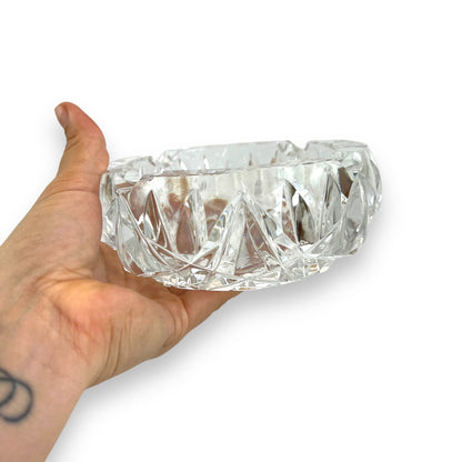 Heavy crystal cut glass ashtray