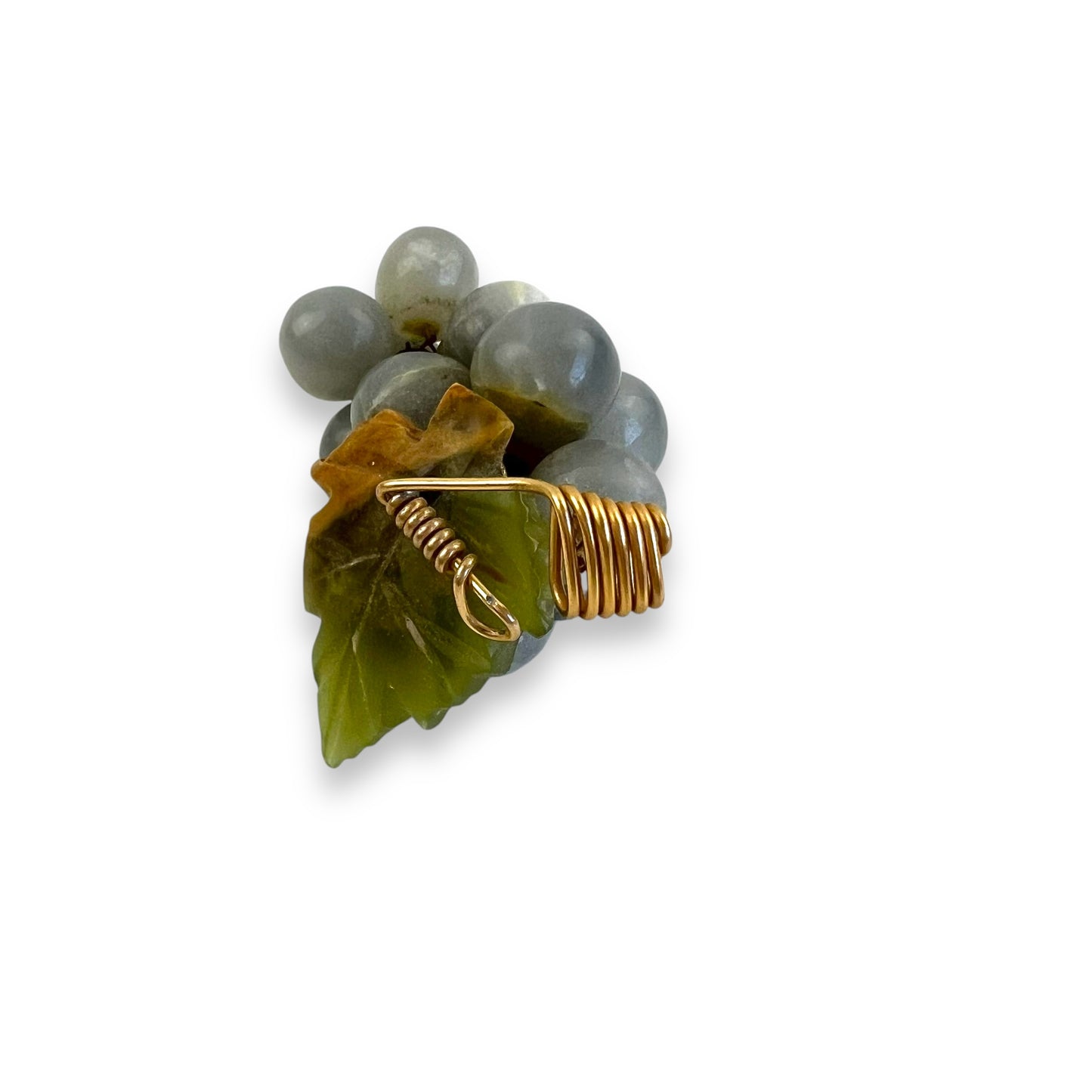Jade Grape Cluster Pendant with Wire-Wrapped Detailing