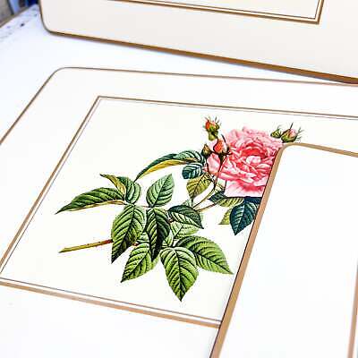 Pink Rose Flower Placemat set of 6 with cork back