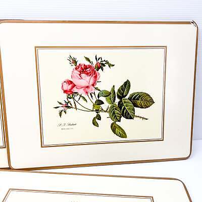 Pink Rose Flower Placemat set of 6 with cork back