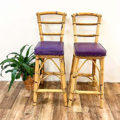 Purple Cane Barstool Set of 2