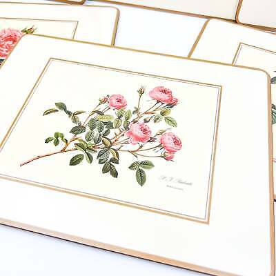 Pink Rose Flower Placemat set of 6 with cork back