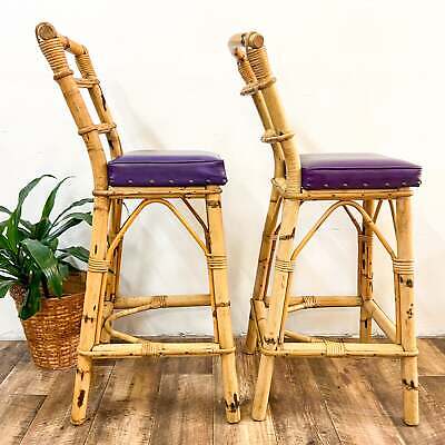Purple Cane Barstool Set of 2