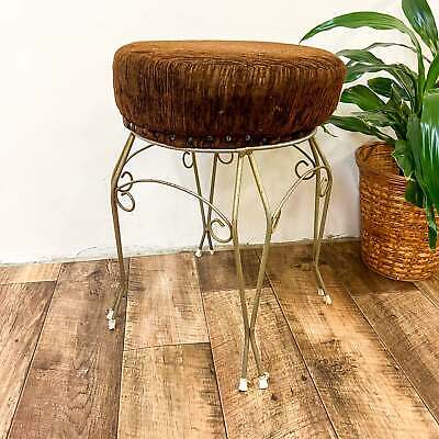 Vanity Vintage Stool Swirl Base Brown Top