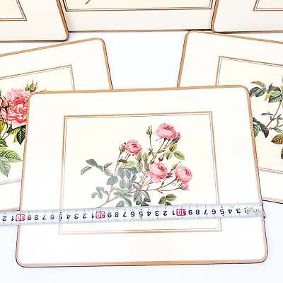Pink Rose Flower Placemat set of 6 with cork back