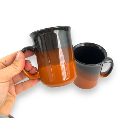 Black & Brown Stripe Mug Set of 2