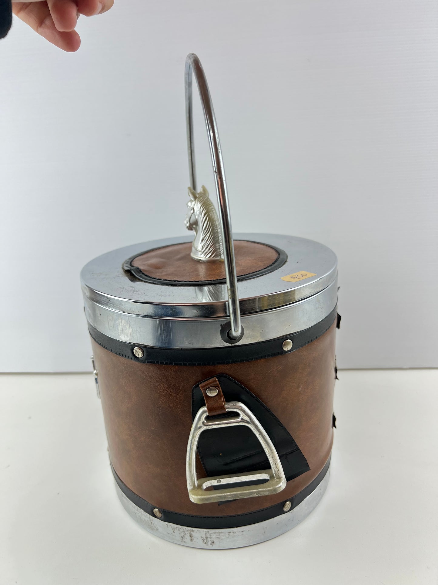 Equestrian Horse Ice Bucket with Stirrup & Horseshoe Details