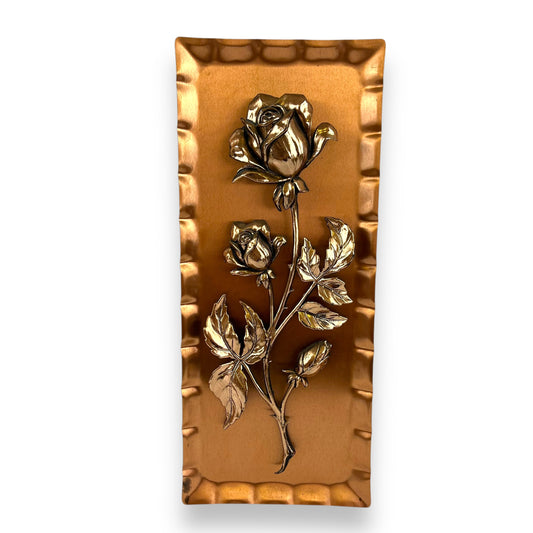 Copper rose 3D metal art